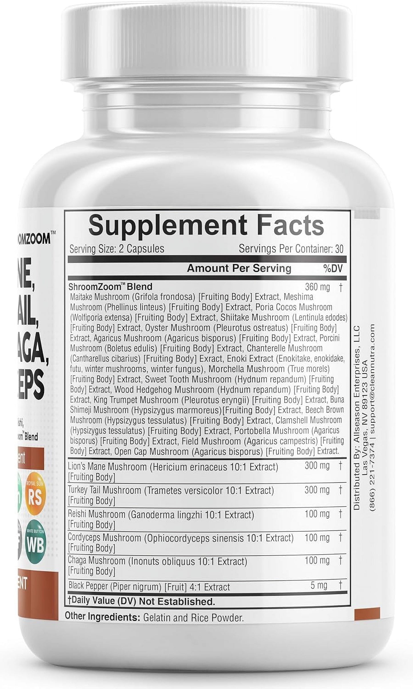 Clean Nutraceuticals Lions Mane 3000mg 20in1 Mushroom Supplement